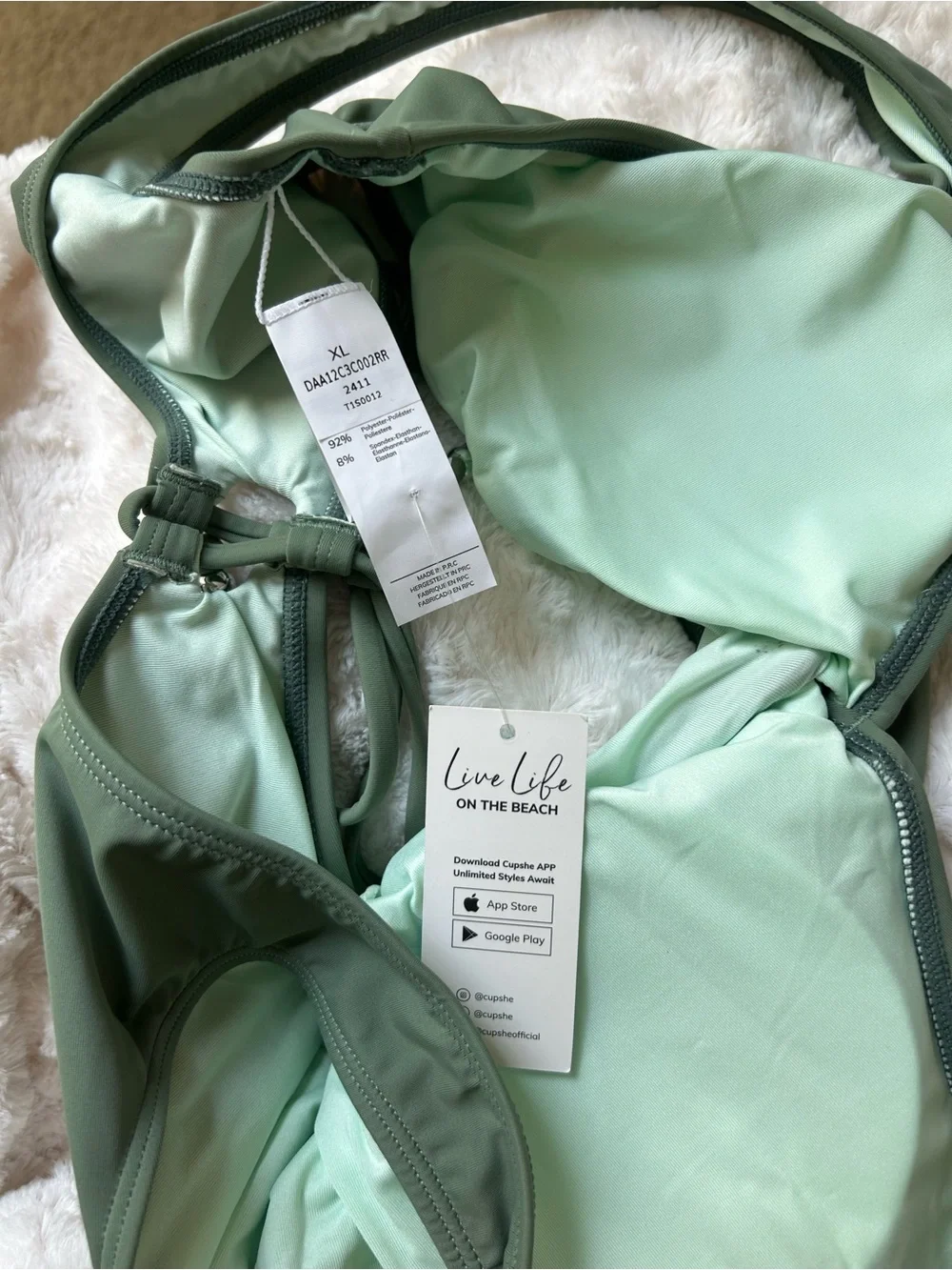 Cupshe Olive Green Twist-Front Bikini Top